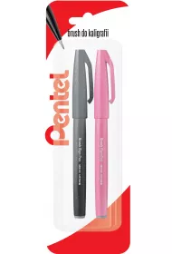 Pentel Pisak/p�dzelek do kaligrafii SES15 czarny, r�owy