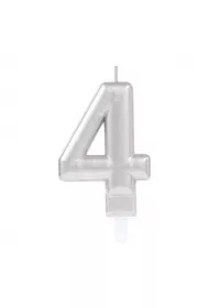 Amscan �wieczka cyferka 4 Sparkling Celebrations srebrna