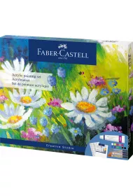 Faber-Castell Zestaw do malowania akrylami: 12 kol. farb 9ml + 4 p�dzelki + p��tno 20 x 25 cm + paletka