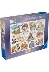 Puzzle 1000 el. Crazy Cats Kalendarz Ravensburger