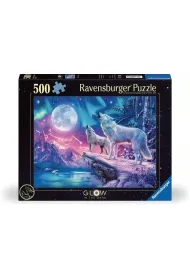 Puzzle 500 el. �wiec�ce w ciemno�ci - Wilk w zorzy polarnej Ravensburger
