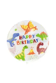 Godan Balon Aqua - kryszta�owy, Happy Birthday (dinozaury) 20"