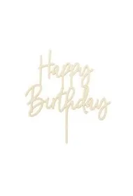 PartyDeco Topper drewniany Happy Birthday 16.5cm