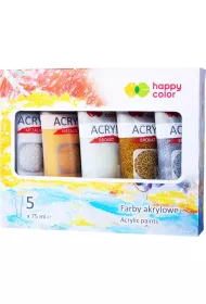 Happy Color Zestaw farb akrylowych metalik i brokat 5x75ml