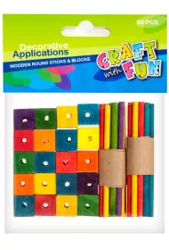 Craft with Fun Ozdoba dekoracyjna drewniana patyki + kostki