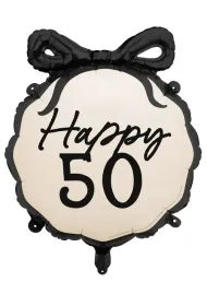PartyDeco Balon foliowy pastylka Happy 50 47.5x45cm