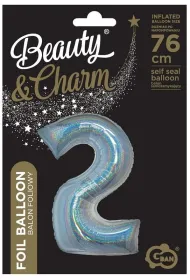 Godan Balon foliowy B&C cyfra 2 holograficzna srebrna 76cm