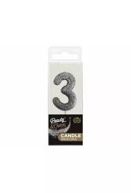 Godan �wieczka na tort cyfra 3 brokatowa 11.5x3.5 cm