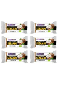 NaturaVena Sezamki z kokosem Zestaw 6 x 27 g Bio
