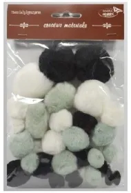 Galeria Hobby Pompony tonacyjne czarno-bia�e 15-40mm