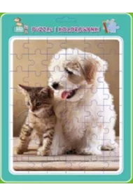 Puzzle w ramce z kolorowank�. Piesek z kotkiem MD Creative