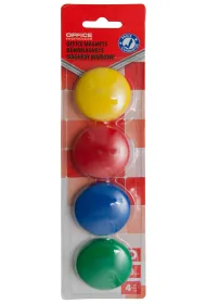 Office Products Magnesy do tablic okr�g�e 40mm 4szt mix kolor�w