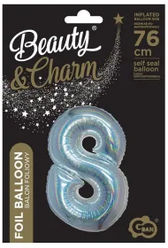Godan Balon foliowy B&C cyfra 8 holograficzna srebrna 76cm