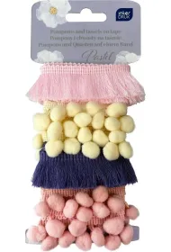 Interdruk Zestaw pompon�w na ta�mie 4x0,7m Pastel