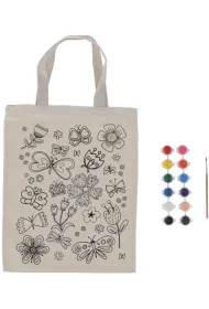 Esschert Design Torba p��cienna do kolorowania z farbkami - Kwiaty