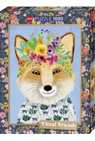 Puzzle 1000 Floral Friends, Lis z kwiatami na g�ow Heye