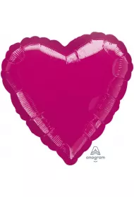 Amscan Balon foliowy metalik fuksja serce luzem 43cm