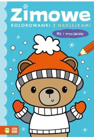 Zimowe kolorowanki z naklejkami. Mi� i przyjaciele