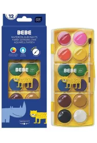 Farby akwarelowe 12 kolorw Bebe Kids
