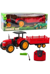 Traktor z przyczep� RC czerwony LeanToys