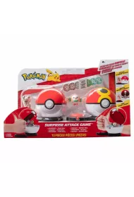Pokemon. Surprise Attack Game. Rowlet vs. Rockruff Jazwares