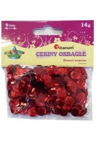 Titanum Cekiny okr�g�e metaliczne czerwone 9mm, 14g
