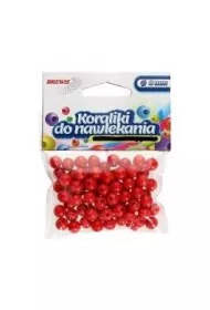 Brewis Koraliki do nawlekania + sznurek czerwone 8mm, 16g