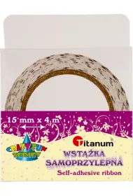 Titanum Ta�ma dekoracyjna ecru w czarne kropki 15mm x 4m