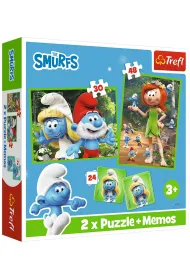 Puzzle + Memos 2w1 (24+30+48 el.) Weso�e zabawy Smerf�w Trefl