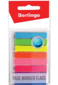 Berlingo Zak�adki indeksuj�ce PP, 45x8 mm, 8x20k., zawieszka, w dozowniku., 8 kolor., neon