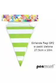 Penword Girlanda flagi w paski zielona 27.5cmx10m