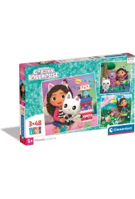 Puzzle 3x48 el. SuperColor. Koci Domek Gabi Clementoni