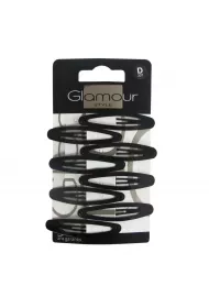 Glamour Owalne spinki do wosw Czarne 8 szt.