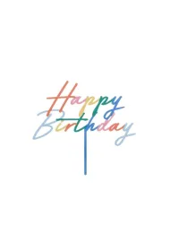 PartyDeco Topper na tort Happy Birthday t�czowy 18x16,5cm