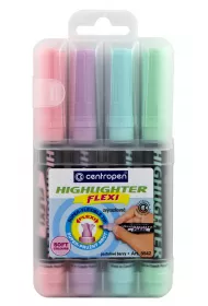 Centropen Zakre�lacz Highlighter flexi soft pastel 4 kolory