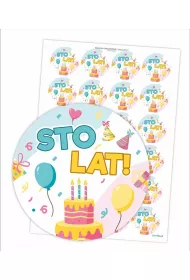LearnHow Naklejki urodzinowe - Sto lat! 24 szt.