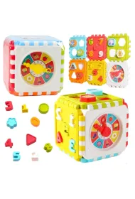 Kostka edukacyjna sorter cyferki wzory zegar LeanToys