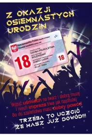 Stamp Karnet Party naklejany B6 + koperta Urodziny 18