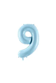 PartyDeco Balon foliowy 9 jasny niebieski 86cm