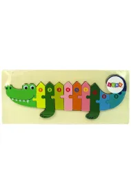 Drewniane puzzle Krokodyl liczby LeanToys