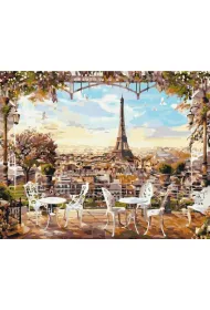 Brushme Malowanie po numerach - Kawiarnia z widokiem na Wie�� Eiffla 40x50cm