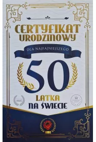Yeku Karnet Certyfikat Urodzinowy 50 urodziny m�skie