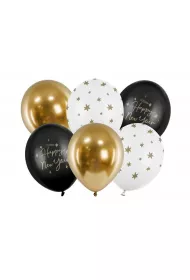 PartyDeco Balony Happy New Year 30 cm