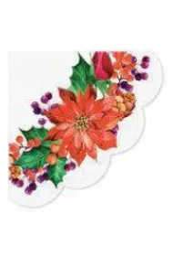 Paw Serwetka BN Decor Round Poinsettia with cones 32cm �rednicy, 12szt./op. - serwetka okr�g�a
