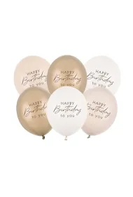 PartyDeco Balony Happy Birthday mix be�owy 30cm