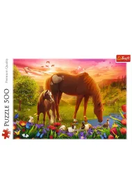 Puzzle 500 el. Konie na ��ce Trefl