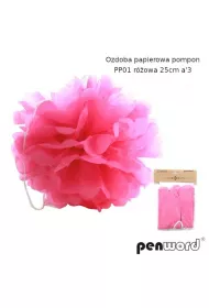 Penword Ozdoba papierowa pompon r�owa 25cm