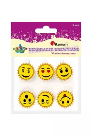 Titanum Klamerki drewniane z dekorem emotki 6 szt.