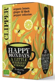 Clipper Herbatka cytrynowa z imbirem i czarnym pieprzem 20 x 2,25 g Bio