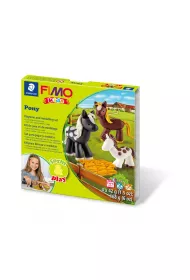 Staedtler Fimo Masa plastyczna termoutwardzalna Kids, Form&Play Kucyki, 42g, 4 kostki, zestaw z akcesoriami 4x42g